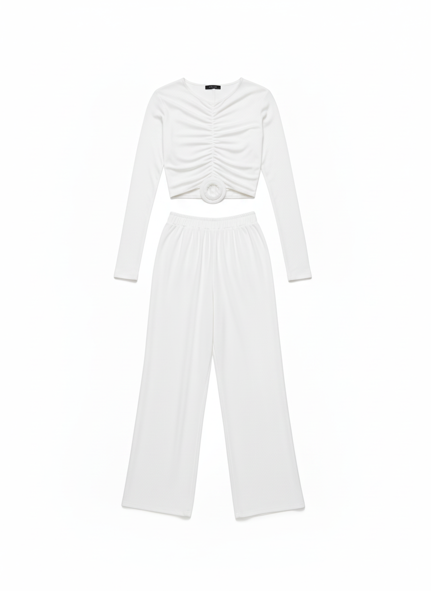 Relaxed Gather Bloom Sleeved Shirt & Trousers Set